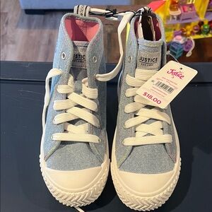 Justice Kids Denim Blue High-Top Sneakers